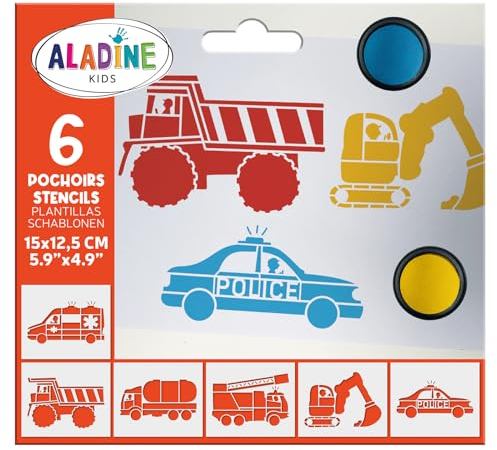 Aladine - 6 Schablonen für Kinder, Fahrzeuge