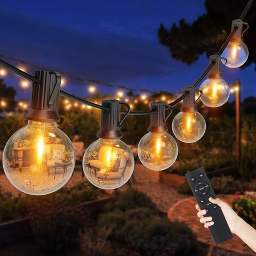 Romwish Guirnalda Luces Exterior 18M, 25+2 Bombillas LED con Control Remoto, IP44 Impermeable para Jardín, Patio, Terraza, Fiesta, Boda o Navidad