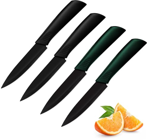 Lomgwumy Fruit Knife, Fruit Knife Set, The Black Blade is More Advanced, Fruit Knives Small is Suitable for Most Vegetables, Fruits and Meat(Black and Green) (4)