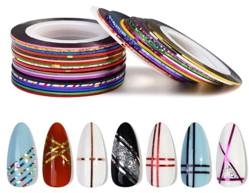 ZKGYUS 30 Rotoli di Striscia per Unghie Nastro Adesivo per Nail Art Nastro Colorato della, Strisce Decalcomanie Adesivi per Unghie Strisce Styling per Decorazioni per Unghie Fai Te (Multicolore)