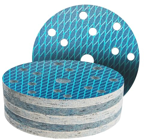 GZKTY 50Stk 150mm Klett Schleifpapier, Exzenter Schleifscheiben, 15-Loch Korn 240 Schleifpads, Schleifmittel Resistent gegen Zusetzen für Exzenterschleifer Schleifmaschine Poliermaschine