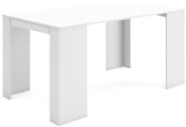 Skraut Home | Table Console Extensible | Console Meuble | 160 | pour 8 Personnes | Table à Manger | Style Moderne | Blanc