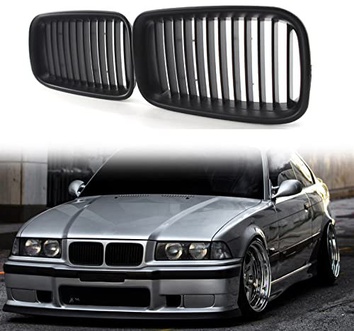 WOHOOD Mattschwarzer Kühlergrill ABS Für B&M&W E36 1994 1995 1996 318i 323i 325i 320i 328i Front Ersatzhaube Nierengrill Auto Zubehör