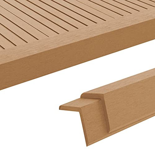 DIGBYS 5 Stück Terrassendielen Winkelleisten WPC 170cm Teakfarbe