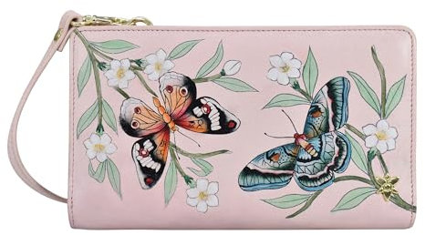 Anuschka Organizer Börse aus Leder mit RFID-Schutz, handbemalt - Butterfly Melody
