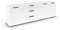 Rauch Möbel Flipp, Sideboard, TV-Schrank, Kommode mit Stauraum, Alpinweiß/Glasfront Weiß, 3-türig, Glastüren, 3 Schubkästen, Griffe graphit, 199x61x42cm