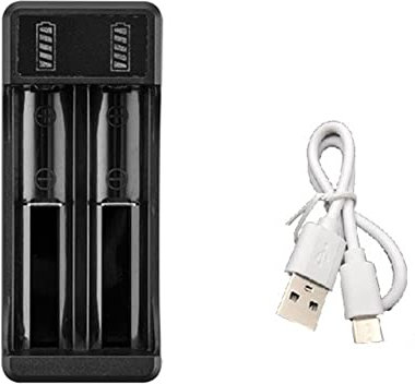 Kuuddker 4.2V Lithium Battery Intelligent Charger with Type-C Cable for 14500 26650 18650 Battery, 2 Slot