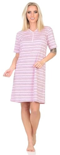 Normann Damen Kurzarm Nachthemd im Ethnolook - auch in Übergrössen, Farbe:rosa1, Größe:40-42