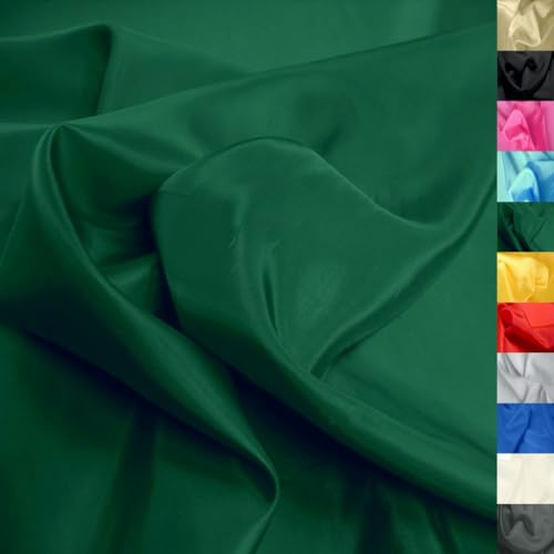 TOLKO 1m Futterstoff Meterware Futter-Taft | Blickdicht knitterarm | universal Stoff Dekostoff Kleiderstoff Hochzeitsstoff Kostümstoff | Stoffe zum Nähen Meterware Dekorieren (Dunkel Grün)