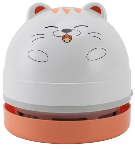 SIXRUN Desktop-Staubsauger, Desktop-Staubsauger mit Vakuumdüse, Reinigungsbürste, Tragbarer Mini-Tisch-Staubsauger Zum Reinigen von Staubkrümeln, Computer, Auto (Katze)