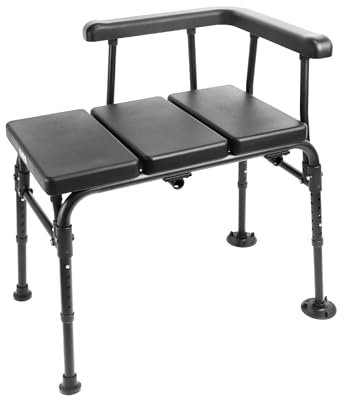 KMINA Asiento Bañera Adulto con Asa Acolchada Intercambiable de Lado, Antideslizante, Banco Transferencia Baño, Patentado