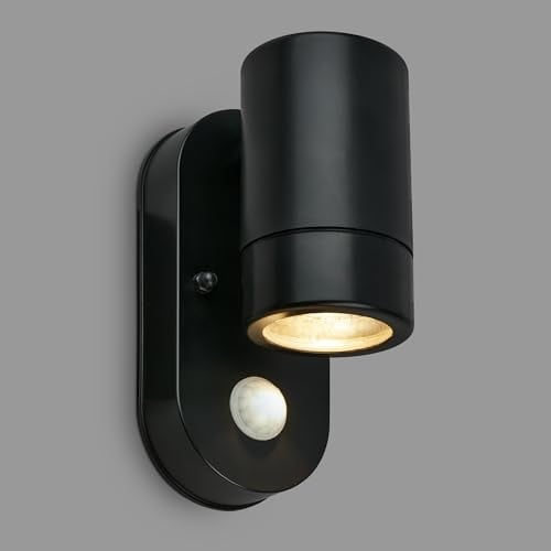 BRILONER - Wandleuchte Aussen mit Bewegungsmelder, IP54 Spritzwasser- Staubschutz, 30 Sek. Timer, Aussenlampe, Wandlampe, Strahler, Außenbeleuchtung, Außenleuchte, 15x7x9,5 cm, Schwarz