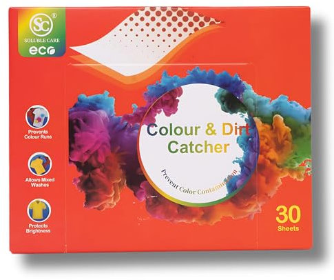 Colour & Dirt Catcher 30 Sheets, Eco-Friendly, Enhances Laundry Efficiency, Protects Colours, and Saves Time, Water, and Electricity in Both Cold and Hot Water Washes