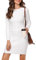 Aottori Winter Jumper Dress for Women UK Crew Neck Sweater Dress Long Sleeve Cable Knitted Jumpers Solid Bodycon Knitwear Pullover White L