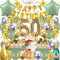 Zaztytoy 50 Geburtstag Deko Set für Mann & Frau – 55 Teile Komplettes Partyset in Gold & Grün, Elegante deko 50. geburtstag für Geburtstags Party, Jubiläum Party Deko, Feie