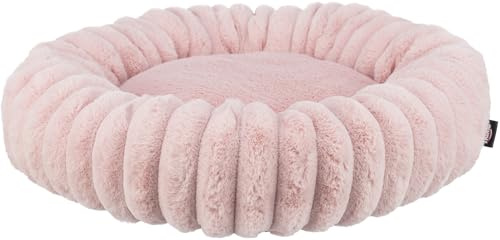 Trixie Hundebett Lonni rund, mit Samtbezug, rutschfest – ø 60 cm, rosa | Kuschelig weicher Hundekissen, waschbar – für kleine Hunde, integriertes Kissen und rutschfester Boden