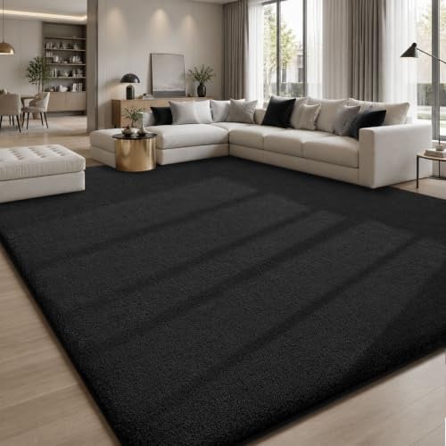 Sour Lemon Teppich Wohnzimmer 275x370 Schwarz, Waschbar Kinderzimmer Mädchen Junge Schlafzimmer Grau Carpet Gegend Kurzflor Flauschig Rutschmatte