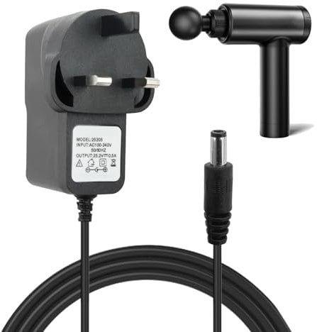 Massage Gun Charger 25.2V 1A Replacement Universal Power Adapter for Electric Muscle Massagers Chargers Cable with LED Indicator Wide Voltage Adaptability Charging Power Tool Hand Drill 4-6 Series