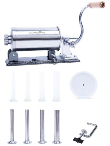 MASTER FENG 1,1 kg Horizontale Wurstfüller Hausgemachte manuelle Wurstmaschine Fleischfüllmaschine verpackt mit 8 Fülltrichtern und 1 Silikonkolben (NL-H25-4410)