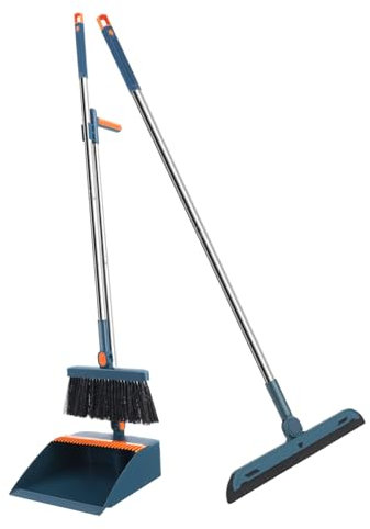HAWILLOSCH 1juego Escoba y Recogedor Set De Limpieza Compacto para Hogar Escoba Rotativa y Recogedor Ecológico para Espacios Reducidos