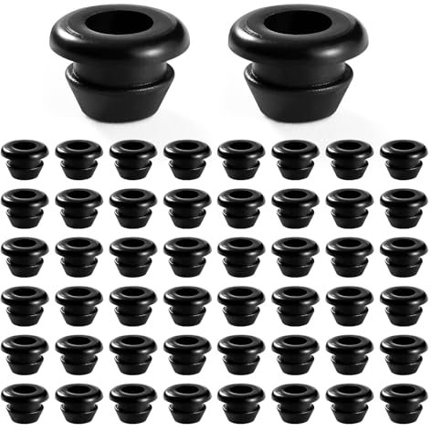 YIXISI 50 Piezas Diámetro 5 * 7 mm Pasacables Arandelas de Goma, Pasacables de Goma, Anillo de Ojal Proteger Cables, para Proteger Cables, Enchufes y Cables