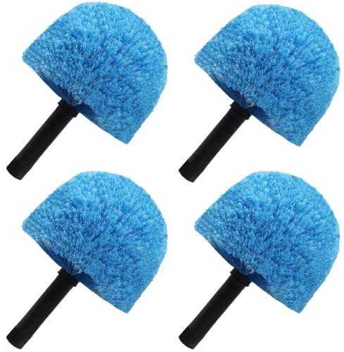 Blue Twist-On Cobweb Duster Head Brush - Efficient Indoor & Outdoor Spider Web Cleaning Solution - Fits Standard Acme Threaded Poles - Durable & Versatile Spider Web Cleaner Duster Brush Head Only (4)