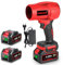 ONEVAN Ventola turbo batteria con 2 batterie da 4000 mAh, spazzaneve senza spazzole, 28000 giri/min, soffiatore elettrico per soffiare foglie, neve, polvere, soffiaggio 1,2 kg (rosso)