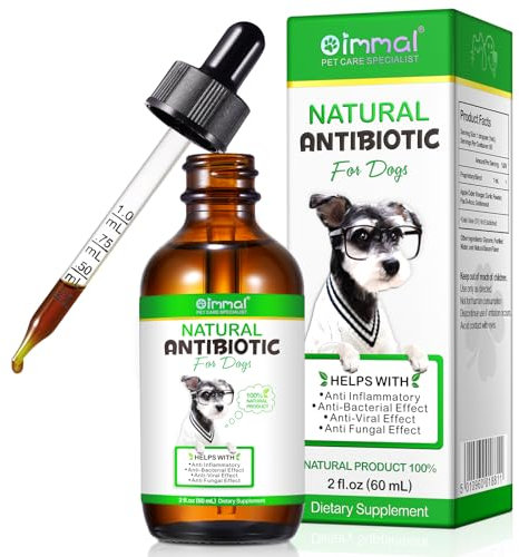 Antibiotiques pour Chiens, Gouttes D'antibiotiques Naturels pour Chiens, Soulagement des Allergies et des Démangeaisons, Traitement des Infections à Levures pour Chiens, 60 ML