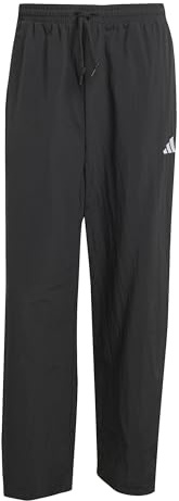 adidas Men's Essentials SMALL Logo Woven Open Hem Pant, Black/White, XL