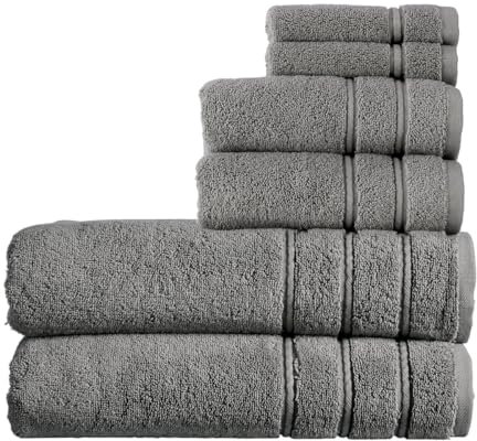 Christy Antalya Bath Sheets Set | 6 Piece | 100% Turkish Cotton | 600GSM | Soft Plush Luxury Towel Set | 2 Bath Sheets 2 Hand Towels 2 Face Cloths | Quick Dry | Storm Grey