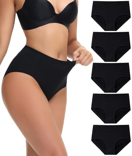 wirarpa Unterhosen Damen Baumwolle Hohe Taille Slips Weiche Unterwäsche Frauen Panties Damen 5er Pack