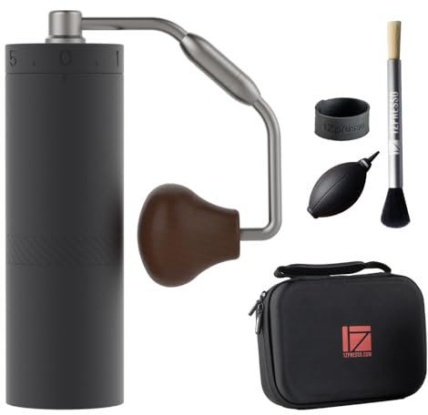 1Zpresso X-Ultra - Molinillo de café manual, color negro medianoche, cuerpo de metal resistente bien construido, rebaba de acero inoxidable de montaje, ajuste externo numérico, taza de captura