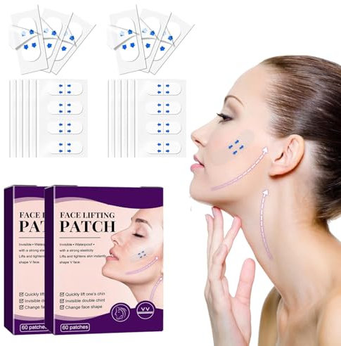 Face Tape Lifting Gesicht, Face Lifting Tape, Unsichtbares Gesichtslifting Facial Patches, Anti-Falten Tape Gesicht, Facelifting Tape, 120 Stück Gesichtstape Gegen Falten Glätten, V-line, Lifting