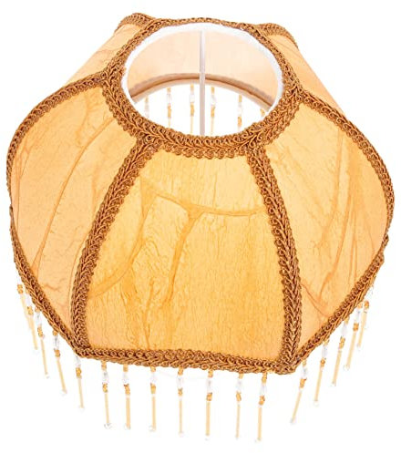 OSALADI Vintage Lampenschirm Mit Quasten Stoff Lampenschirm Hellbraun Ersatz Für Tisch Und Stehlampen Viktorianische Stoffabdeckung Wohnraumbeleuchtung