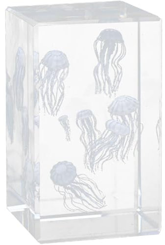 Glixoft Kristall-Quallen-Ornament, Gravierter Quallen-briefbeschwerer, 3D-würfel-Figur, Meerestier-Statue Für Heim- Und Bürodekoration