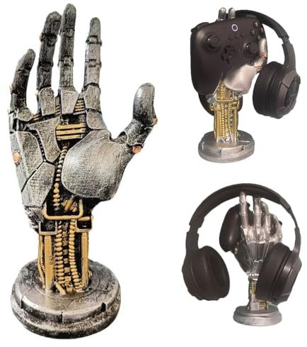 SHANDADDY Cyberpunk - Soporte para auriculares para videojuegos y controlador, diseño futurista de resina con aspecto de metal, accesorio para gamer para organización de escritorio