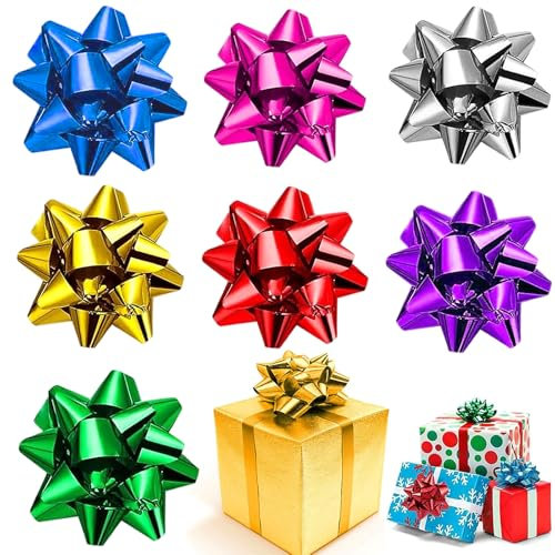 Selbstklebende Geschenkschleifen,50 Stück 2 Zoll Geschenk-Schleifen Matt/Glänzend Deko-Schleifen mit Klebepad für Weihnachten Geburtstag Partys Geschenkverpackung,Blumensträuße Basteln