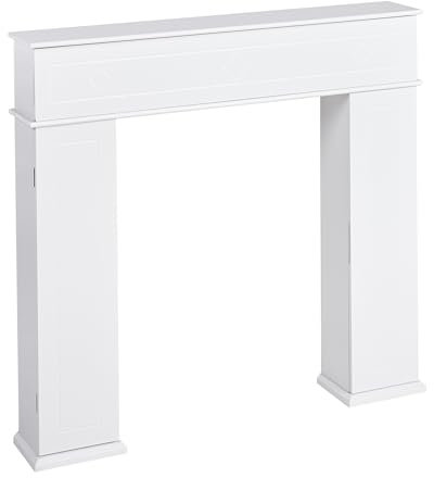 Cornice da caminetto con contenitore in MDF bianco