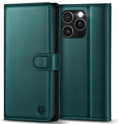 Kuafcase Compatible for iPhone 16 Pro Max Case with 4 Card Slots Magnetic Closure Kickstand Shockproof Protective Phone Case Compatible for iPhone 16 Pro Max - Green