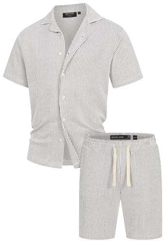 Indicode Herren INLino Sweatshorts & T-Shirt Set aus Baumwollmischung | Bequemes Shorts & Shirt Set aus weicher Baumwollmischung, Sweatshorts, T-Shirt, kurze Hose, Sommerset, Freizeitset für Männer