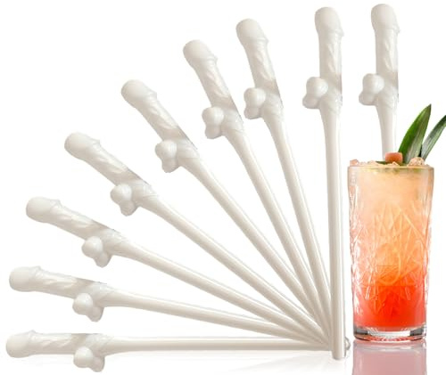 24Pcs Hen Party Straws, Naughty Straw Drinking, White Reusable Straws for Parties, Cocktail Straws Drinking Straw for Hen Night Birthday Wedding Accessories Hen Do Bachelorette Party Decorations