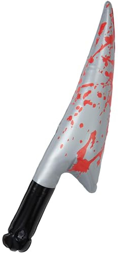 Smiffys Inflatable Bloody Knife 40cm Halloween Fancy Dress Accessory for Adults and Kids Scary Costume Prop with Red Blood Splatter Effect Ideal for Horror Parties Zombie Outfits and Trick or Treat