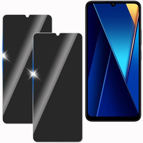 KULAIKE【2 Piezas Protector Pantalla Privacidad para Xiaomi Poco C65,Cristal Templado Anti Espía,Sin Burbujas,Anti-Espía Vidrio Película,Privacy Screen Protector,9H Dureza,Anti-Arañazo