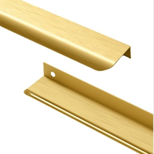 ZYFH8992 2 pièces Poignées placards cachée Boutons de tiroir arc de cercle tirette Tirage armoire invisible Coloré meuble alliage d'aluminium Poignet de Porte pour chambre (400mm,Or brossé)