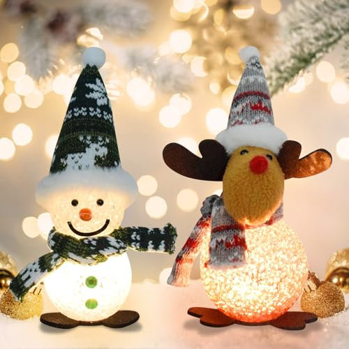 LED Schneemann Weihnachtsdeko, Leuchtfigur Schneemann, Schneemann Snowy Deko LED Figuren Weihnachten, Nachtlicht Beleuchtet Innen Weihnachtsdeko Winterdekoration (All)