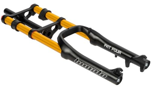 Fourche de VTT Fat Bike 20 pouces, pneus 4.0, freins à disque, QR, tube droit de 135 mm, 1-1/8, débattement de 120 mm, double épaulement, amortissement pneumatique (couleur : or, taille : 20 pouces)