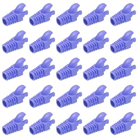 PATIKIL RJ45 Plug Connector Cover for Cat5 Cat5E Cat6 Cat7 Purple 50Pcs | Network Cable Boot Cover,for Laptops Desktop Computers Routers Smart TV Network Cameras Printers