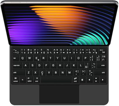 GUPENAA Funda con Teclado para Xiaomi Mi Pad 6/6 Pro 11 2023, Contiene Ñ, Soporte Flotante Mágico Voladizo, Retroiluminación 7 Colores, Trackpad Integrado,Negro,Spanish