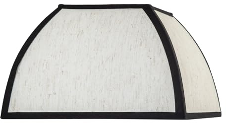 Vintage Victorian Square Lamp Shade in Oatmeal Linen Fabric and Black Cotton Trim | 18cm x 27cm | for Ceiling Pendant or Lamp Base by Happy Homewares