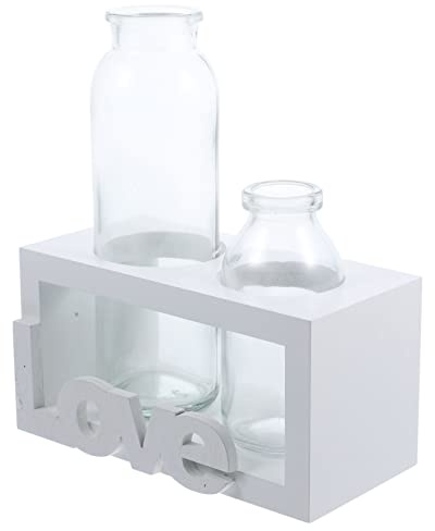 ORFOFE Terrariumpflanzen mit Glasbehälter und Holzständer Luftpflanzen-Terrarium Glas-terrarien für Pflanzen Glaspflanzgefäße für Zimmerpflanzen Blumen-Terrarium mit Holzständer